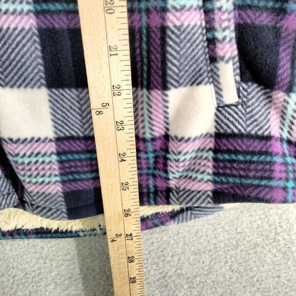 Soho Threads Button Down Jacket Womens Size S Purple White Plaid Sherpa Lined - Picture 4 of 13